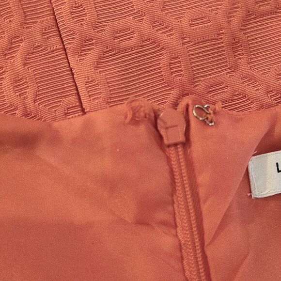 VTG Liz Claiborne Coral Pink Sleeveless Textured Mini Shift Dress Size 4 Petite - Picture 12 of 15